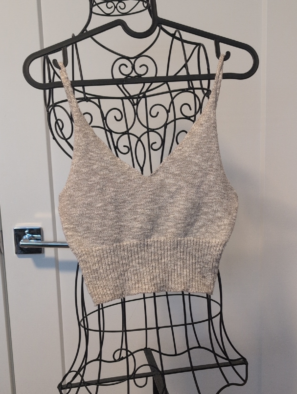 Urban Heritage Oatmeal Marl Knit Bralette Crop Top - M